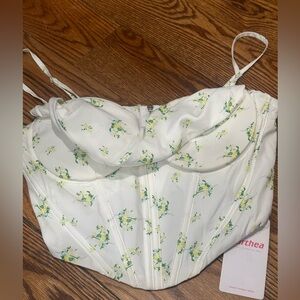 Floral Corset Top with Yellow and Green Accents